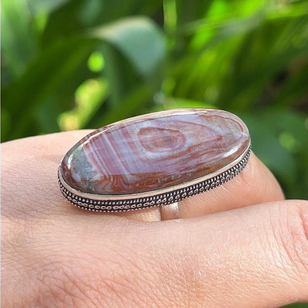 Size 6.75 925 silver‎ plated dolomite ring